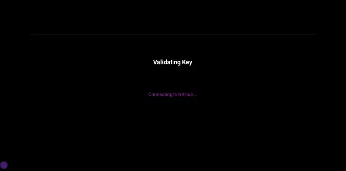 Key validation screen with GitHub status