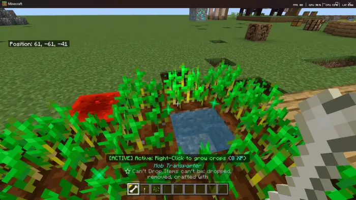 Glove tool growing crops in a farm patch