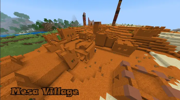 Mesa biome village with clay structures