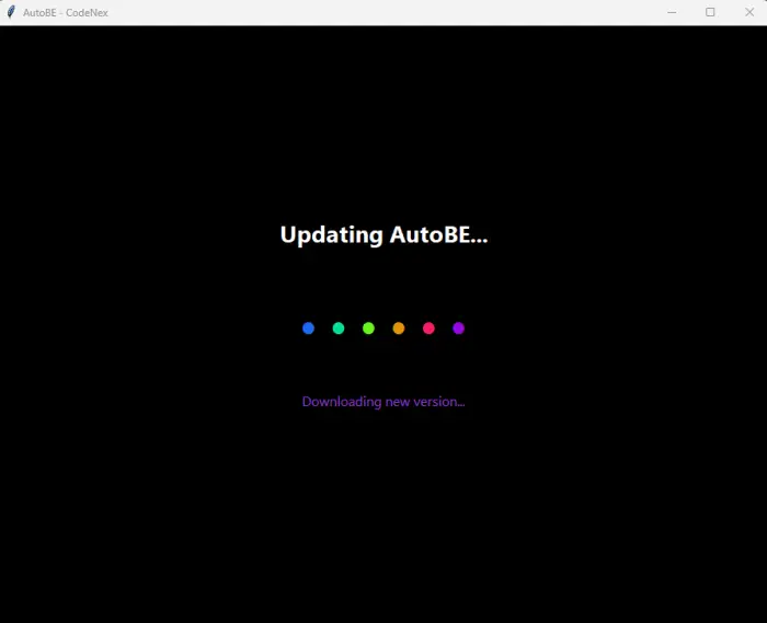 AutoBE tool updating with progress dots
