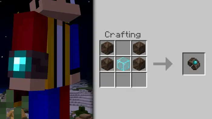 Player wearing bracelet and crafting recipe