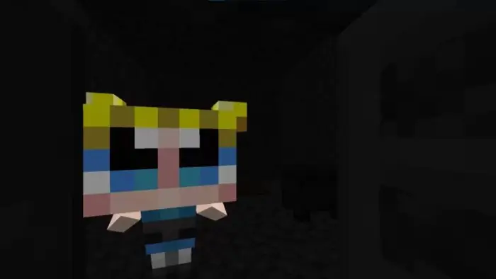 Pixelated Bubbles-themed character in-game