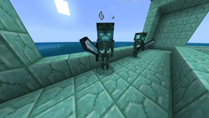 Two aquatic zombie mobs with swords