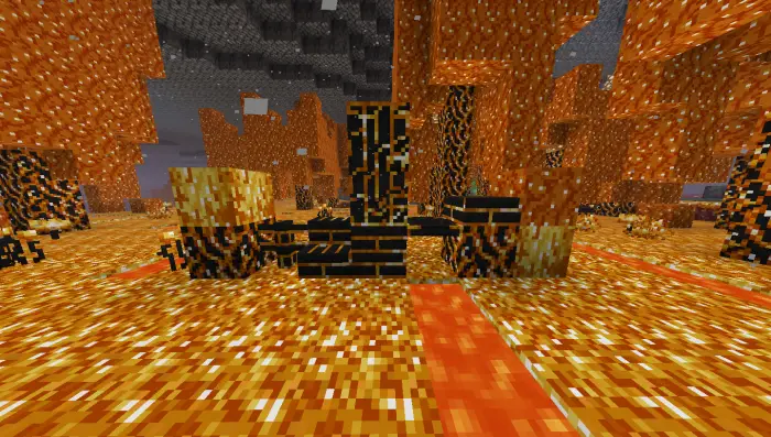 Glowing magma biome with blackstone pillars