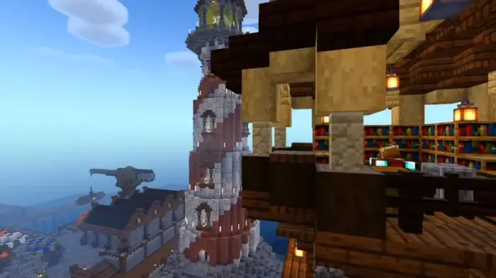 Fantasy tower and cozy library with shaders