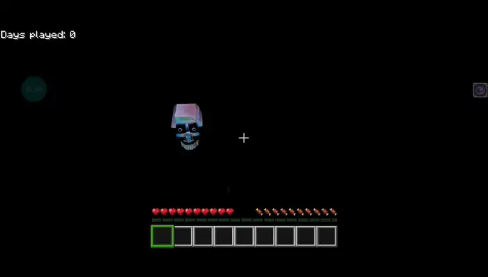 Floating blue skull in dark game interface.