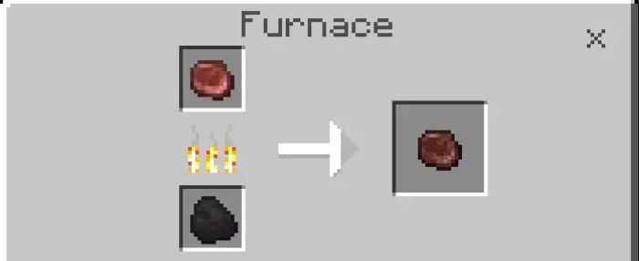 Raw meat cooking in a furnace interface