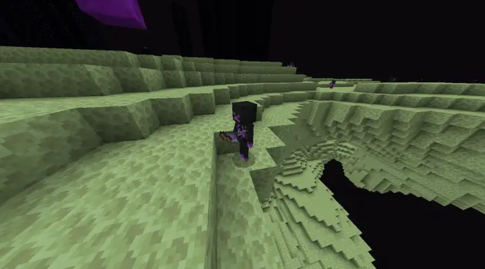 Purple-fused mob stands on End stone terrain