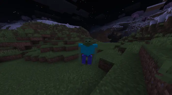 Zombie-like fused creature at night