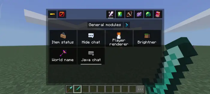 ALT HUD modules menu with toggle options