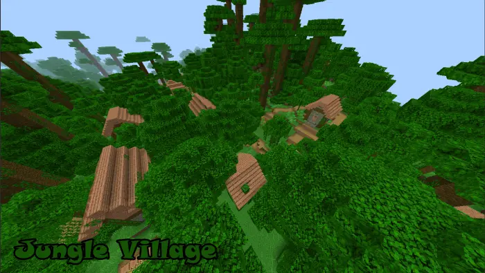 Jungle village houses among dense trees