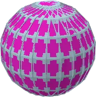 Purple and silver grid-patterned golf ball