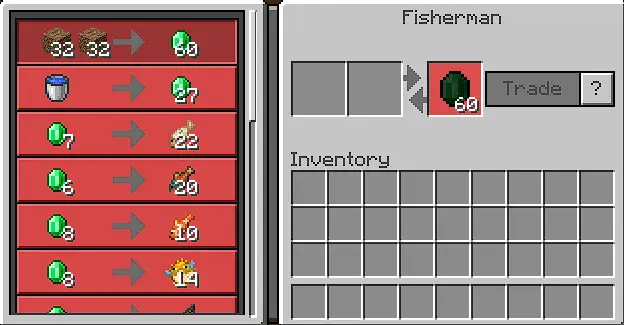 Villager trade menu with rare items