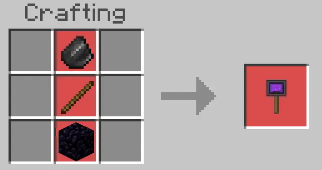 Crafting recipe for a portal wand item
