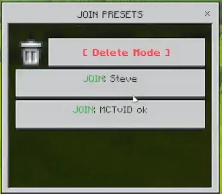 Preset menu showing fake join messages