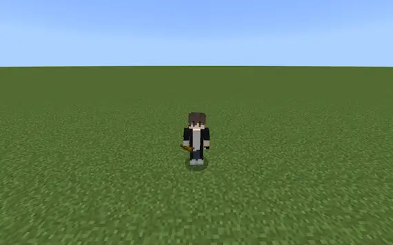 Character holding item on grassy plain