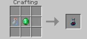 Potion crafting recipe with emerald and bottle