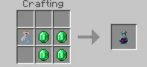 Emerald and bottle crafting recipe shown