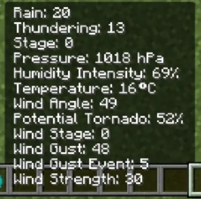 Weather statistics and tornado risk display