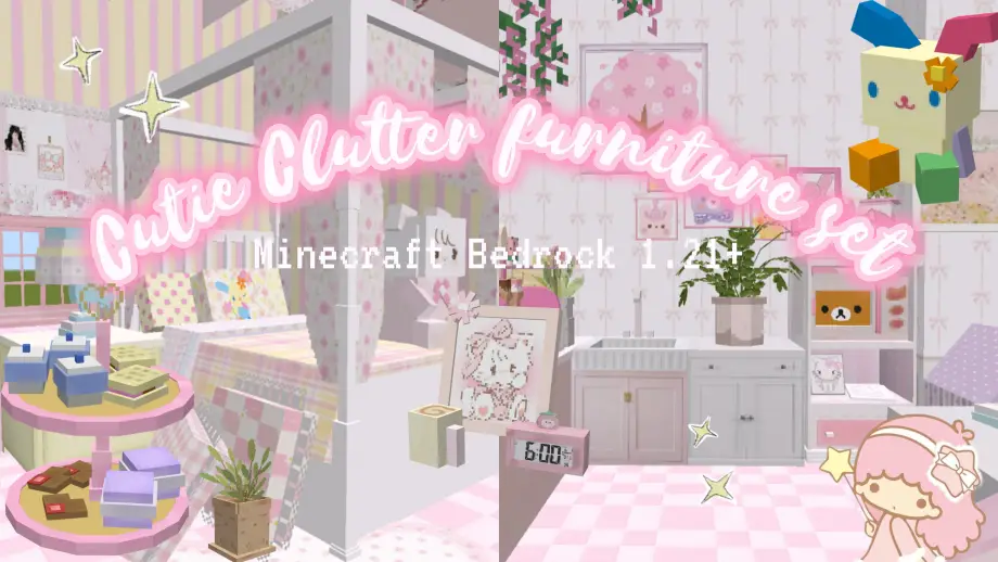 Thumbnail: Cutie Clutter Furniture set 𐔌՞ ܸ.ˬ.ܸ ՞𐦯 (Survival/Creative) 🍥🛁🌷