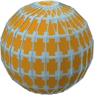 Orange and white patterned golf ball