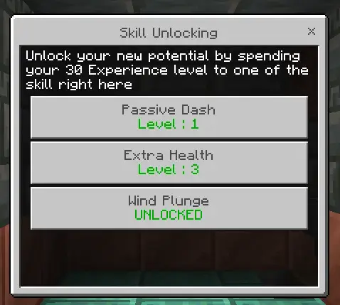 ALT Skill unlocking menu with three abilities