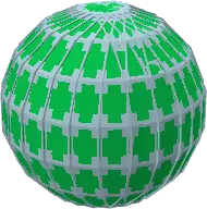 Green pixelated golf ball with grid pattern