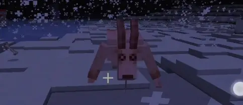 Goatman creature lurking in snowy night