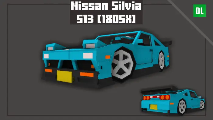 Blue voxel-style Nissan Silvia S13 car