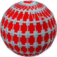 Red and white pixelated golf ball