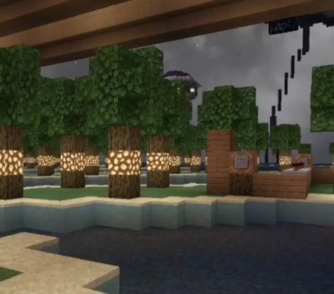 ALT Glowing trees on islands under a bridge