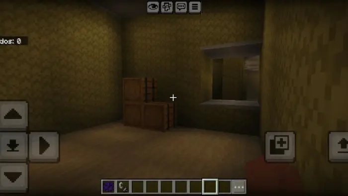 Dimly lit Backrooms level with crates