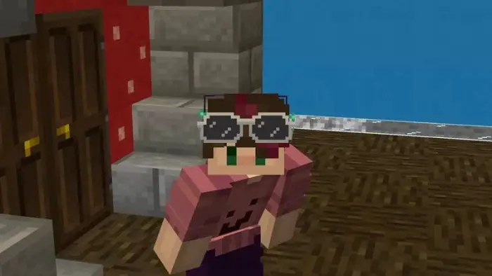 Blocky character wearing quirky glasses.
