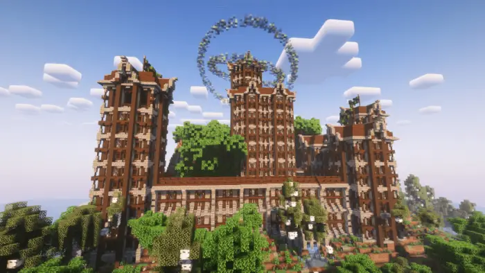 Large fantasy mansion with tall towers