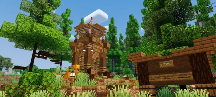 Wooden tower with soft, fantasy lighting