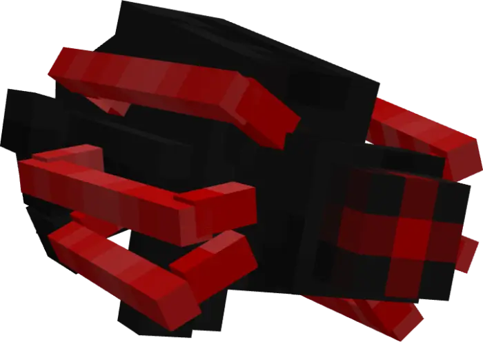 Blocky red and black hostile spider mob
