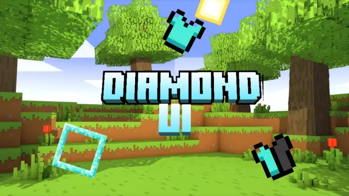 Diamond-themed UI logo with armor icons