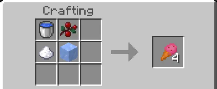 Berry ice cream crafting recipe shown