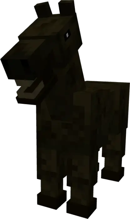 Mutated horse with dark, decayed texture
