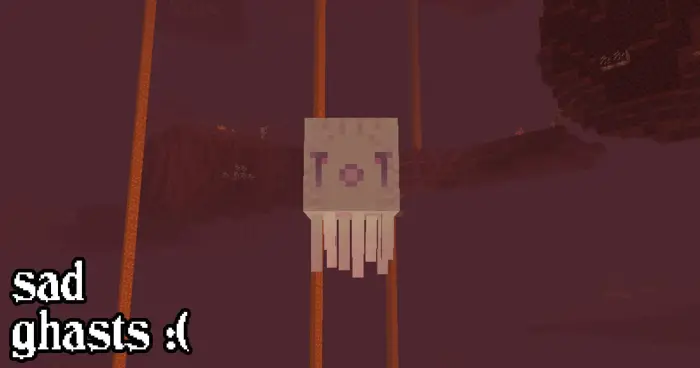 Sad kawaii-style ghast with teary face