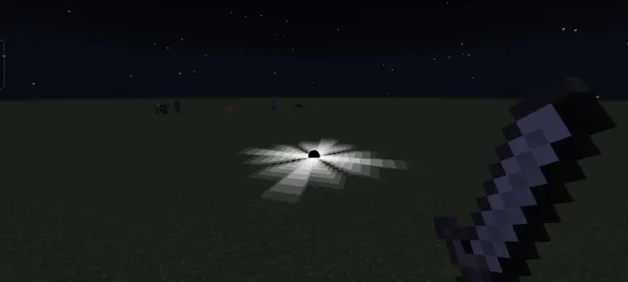 Glowing dark fountain effect at night