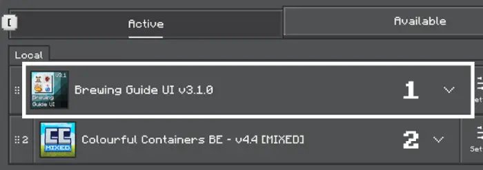 Two texture packs listed as active.