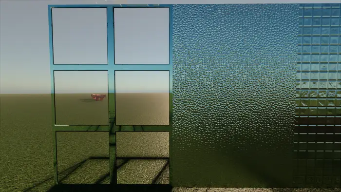 Three types of realistic glass textures