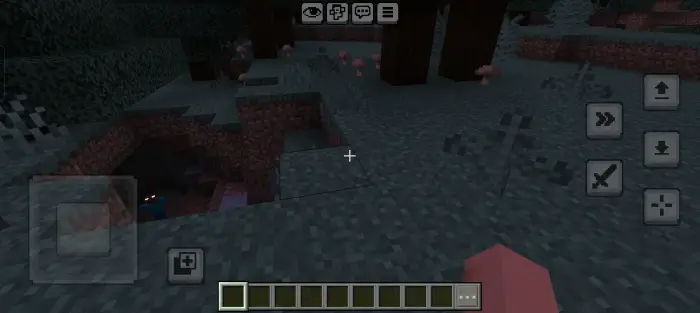 Dark forest with eerie cave and shadows