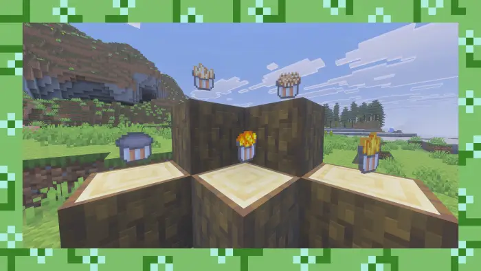 Five new food items displayed on logs