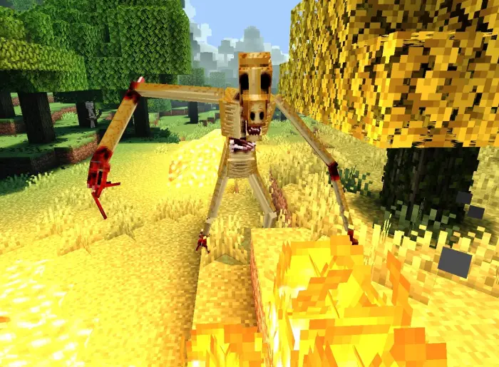 Pale bread monster with long arms in forest