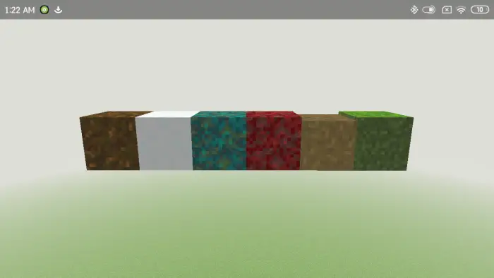 Six textured blocks with white outline effect