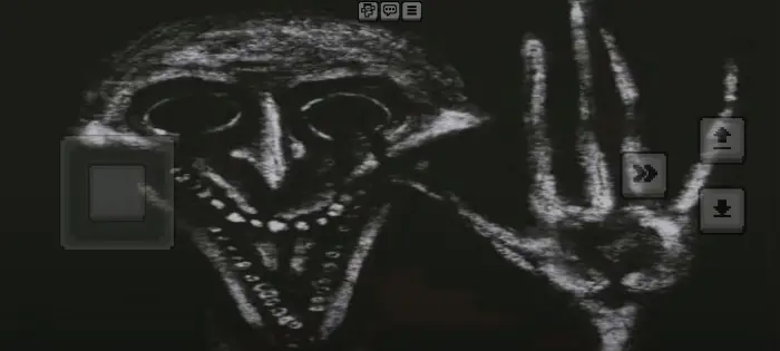 Chalk-drawn creepy face with wide grin