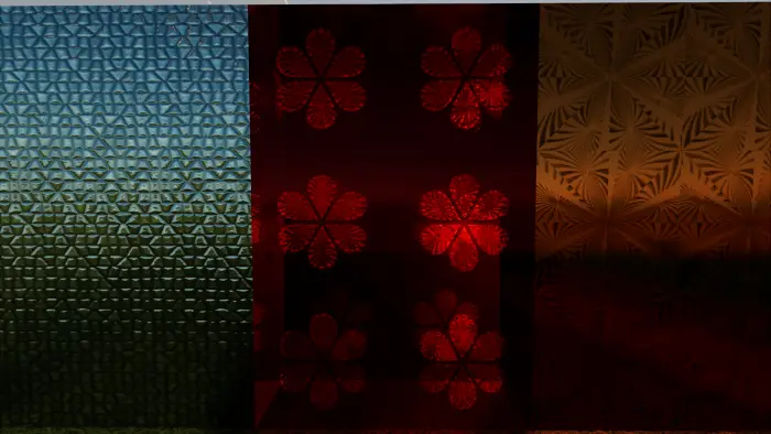 Decorative glass blocks with floral patterns