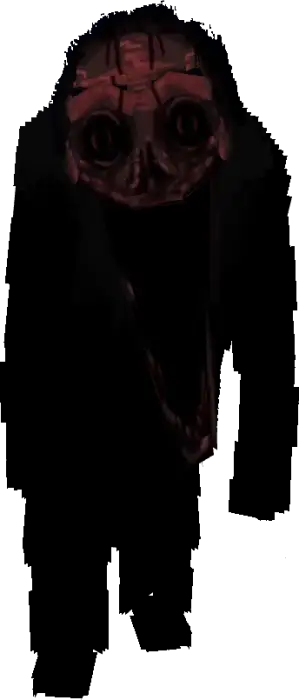 Sinister black humanoid horror in darkness